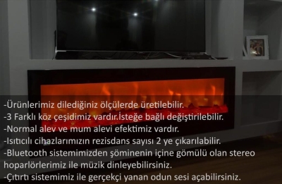 Elektrikli Şömine, Şömine, Elektrikli Hazne, Bacasız Şömine, Hazne İmalatçısı, Her ölçüde elektrikli hazne